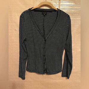 WHO WHAT WEAR~ BLACK STRIPED CARDIGAN ~ SM